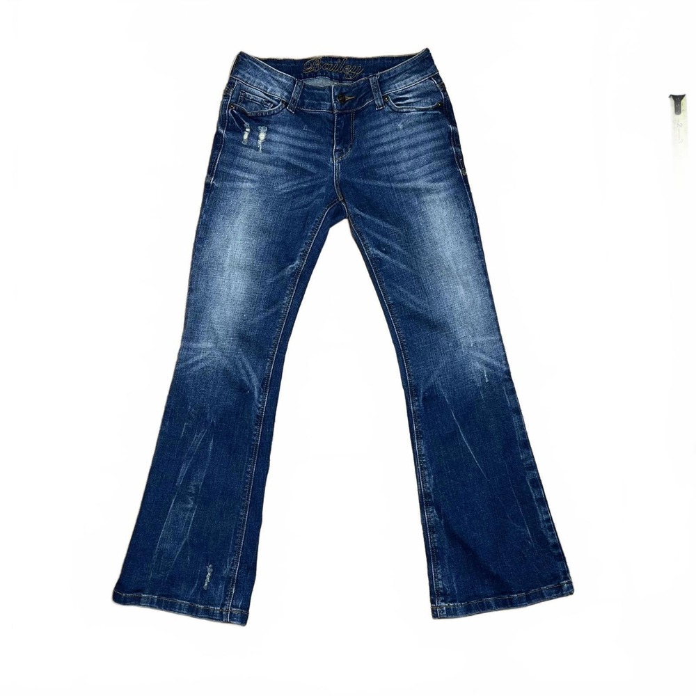 dELiA's Distressed Y2k Flared Leg Blue Denim Jeans Sz 0P Bratz Style Retro Flare